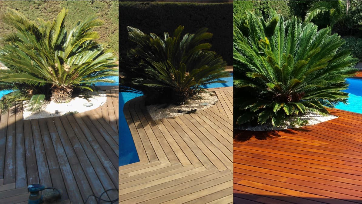 Manteniment de fusta exterior per a terrasses exteriors i piscines
